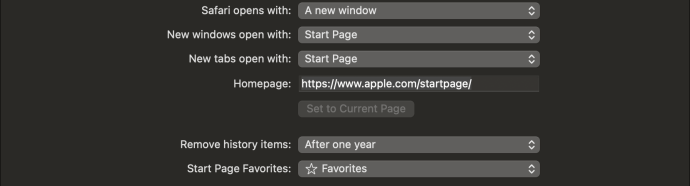 Abrir la opción de sitios web de Safari en Mac